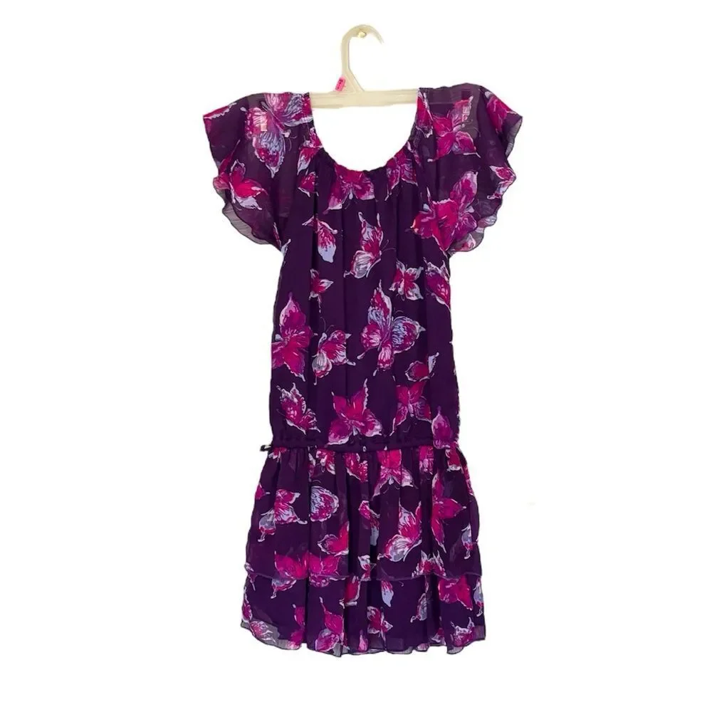 The Children’s Place | Purple Pink Girls Sheer BUTTERFLY Summer Dress Size 8